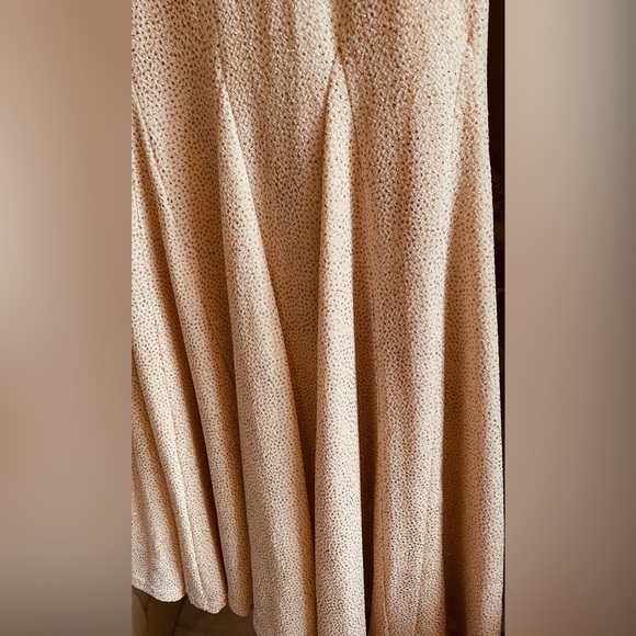 Jessica McClintock Y2K Mermaid Dress GoldGlitterCream Size4 Host Pick Bridesmaid - Picture 4 of 9